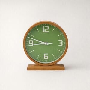 Vintage Mid Century Modern Teak Table Clock, 1960s 1970s MCM Wooden Mantel Clock